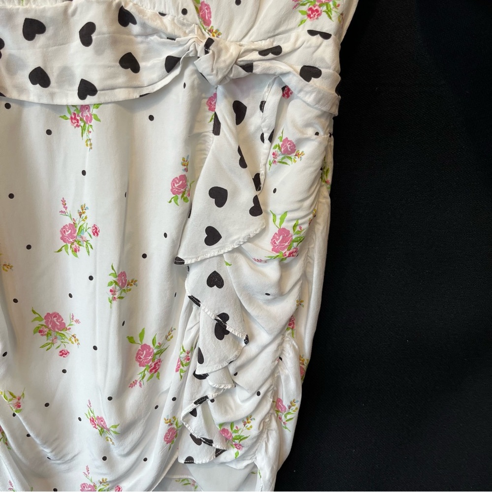 For Love and Lemons Mabel mini dress Small White floral Hearts Polkadots Womens - Picture 6 of 9